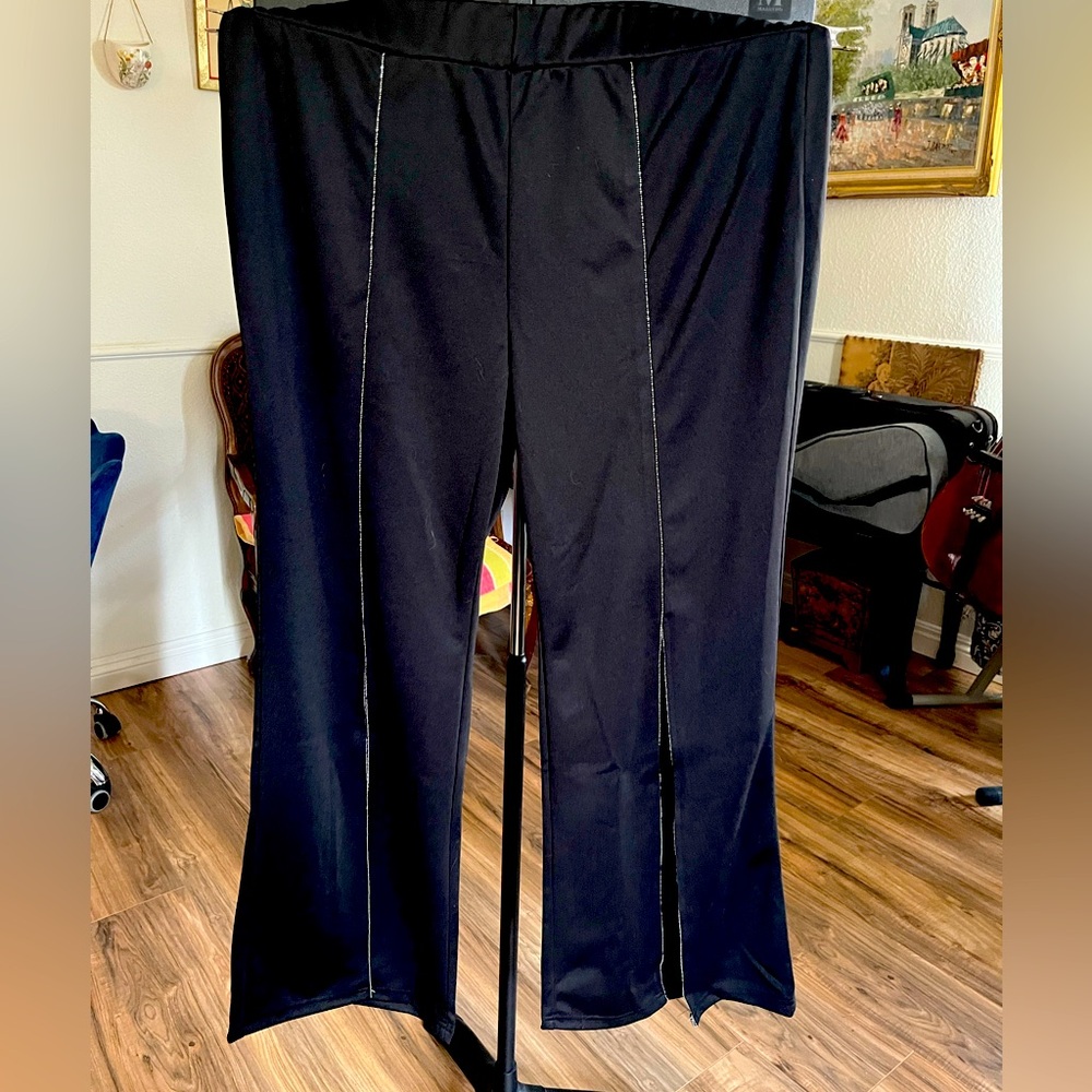 SHEIN Curve pull on split hem black pants Latin dance 3X NEW
